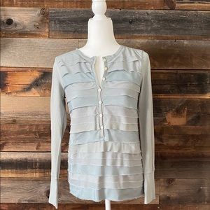 LOFT mixed media top with layered front